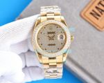 Replica Rolex Datejust Gold Case Diamond Dial Jubilee Band Watch